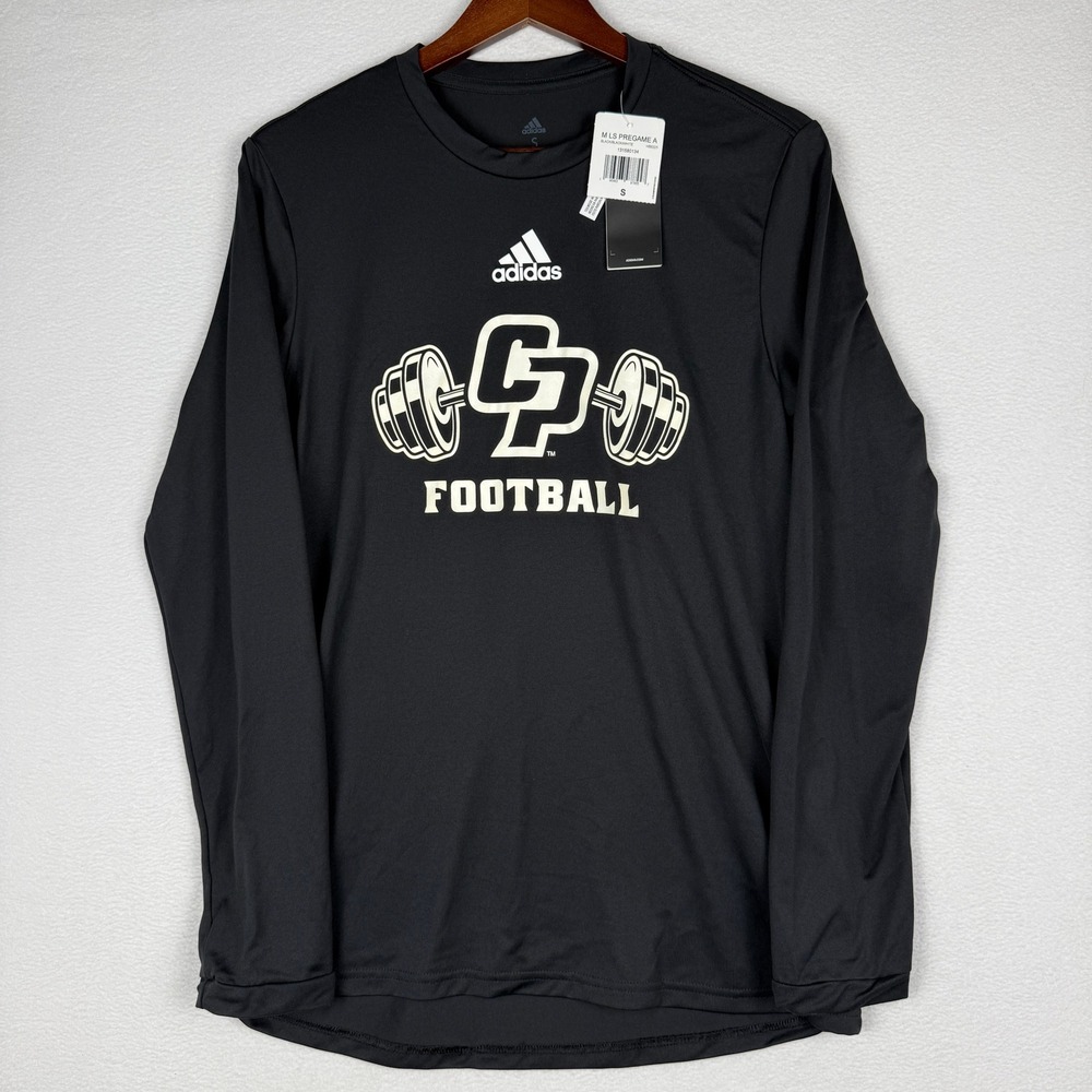 NWT Cal Poly Football Adidas Pregame A Shirt Mens Small Black Aeroready Barbell